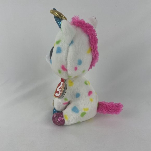 Ty Beanie Boos Harmonie Unicorn 7" Plush Rainbow Polka Dots Glitter Eyes w/Tags - Picture 4 of 9